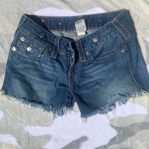 True religion denim shorts